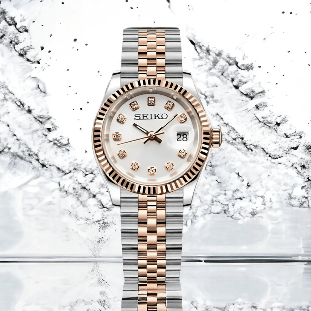 Seiko Datejust Mod Two Tone Lady - Crystal White