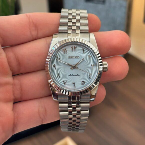 Arabic Textured Dial Ice Blue