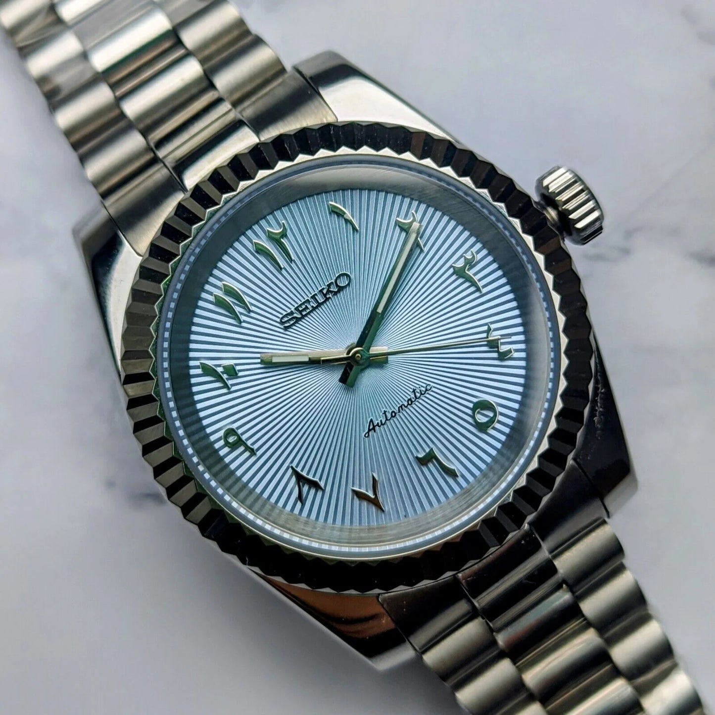 Arabic Textured Dial Ice Blue