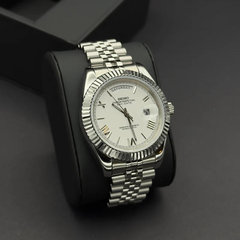 Seiko Day-Date Mod - White Roman