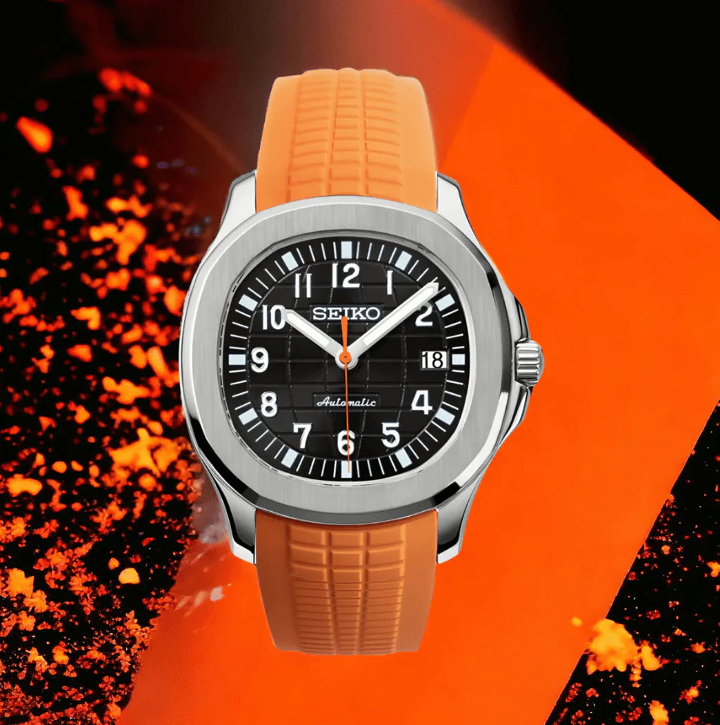 Seiko Aquanaut Mod Silver - Black/Orange