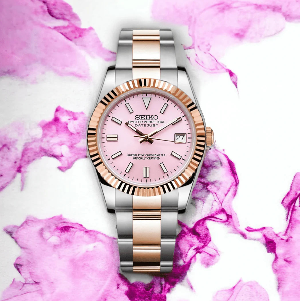 Seiko Datejust Mod Two Tone - Baby Pink