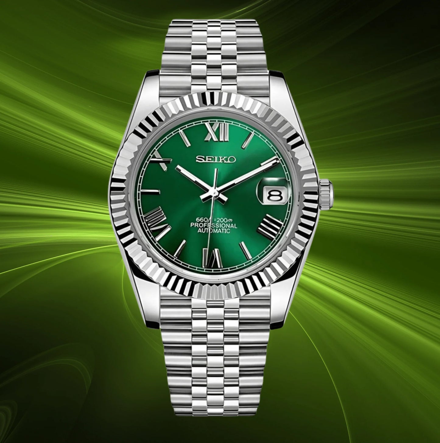 Seiko Datejust Mod Green Roman