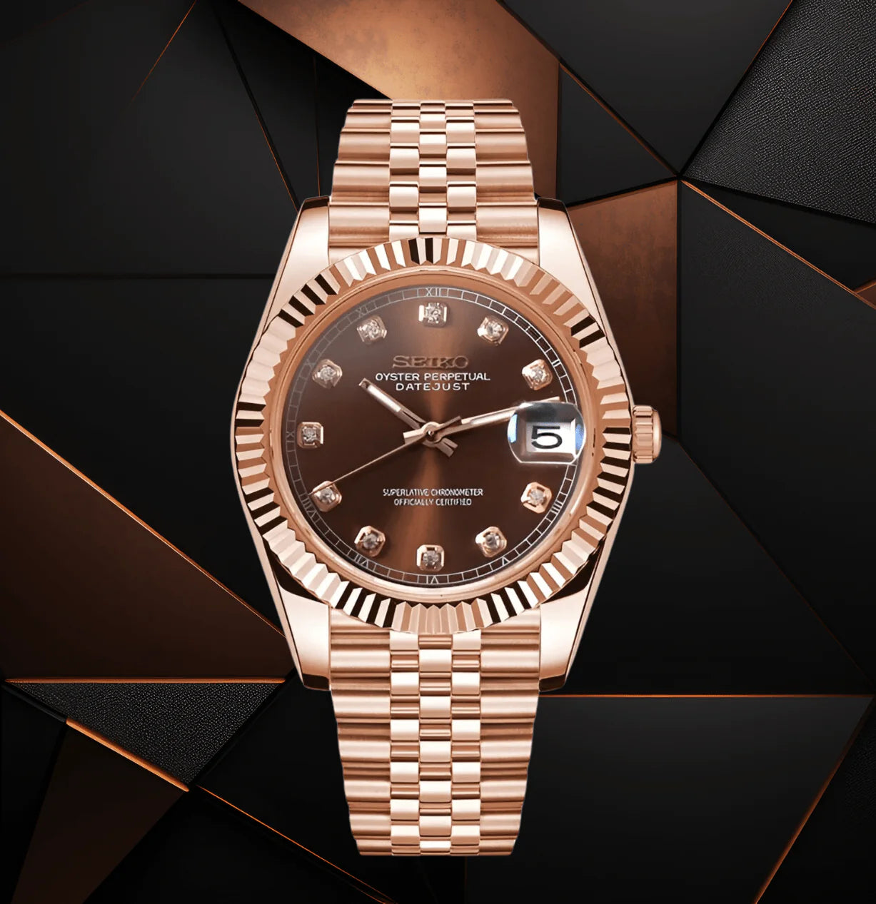 Seiko Datejust Mod Rose Gold - Crystal Champagne