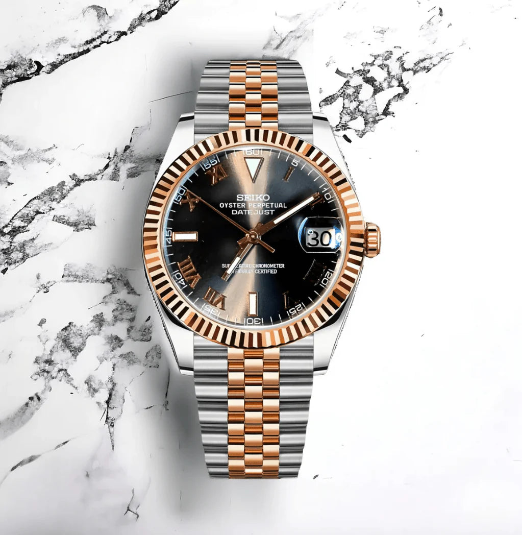 Seiko Datejust Mod Two Tone - Black Roman