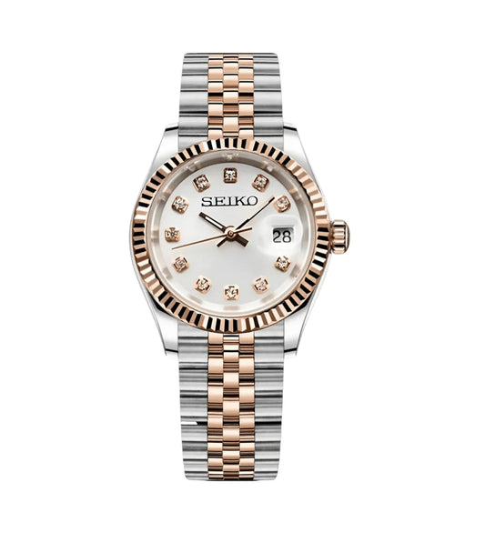 Seiko Datejust Mod Two Tone Lady - Crystal White