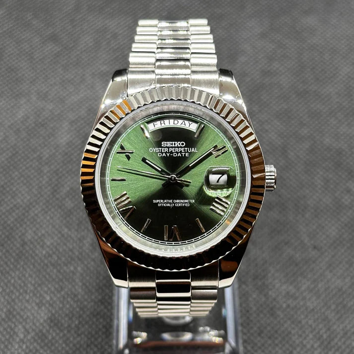 Seiko Day-Date Mod - Green Roman