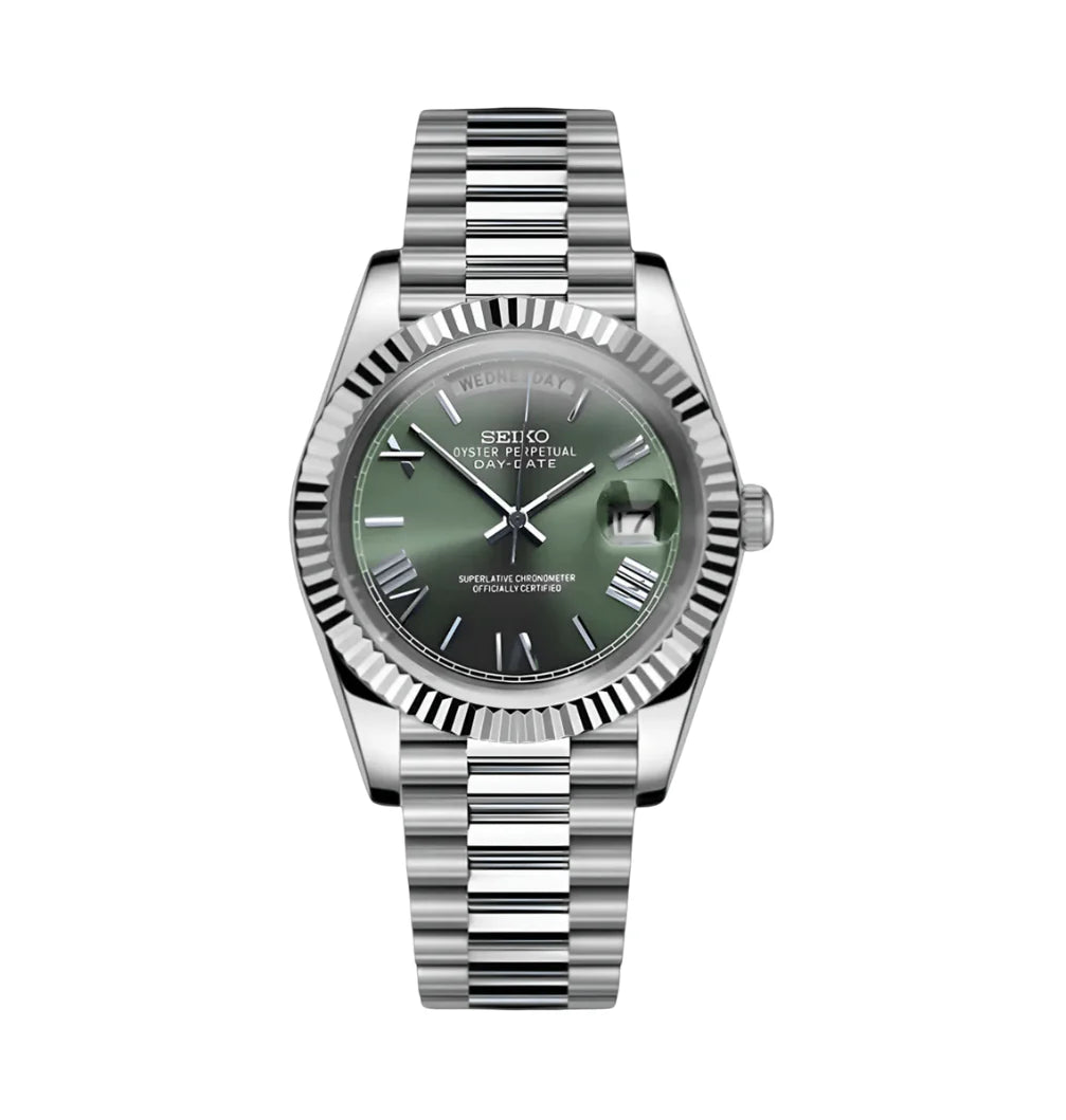 Seiko Day-Date Mod - Green Roman