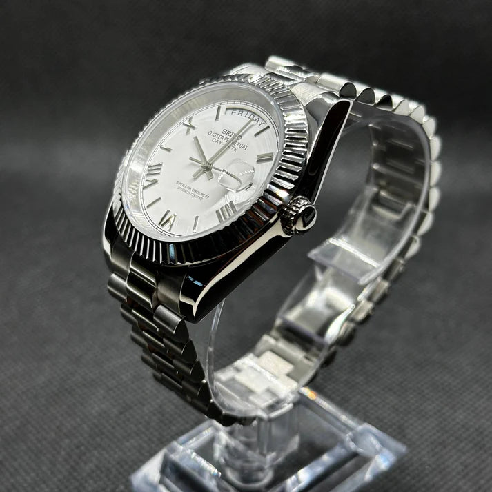 Seiko Day-Date Mod - White Roman