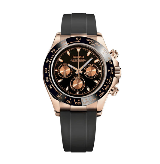 Seiko Daytona Mod Rose Gold - Black