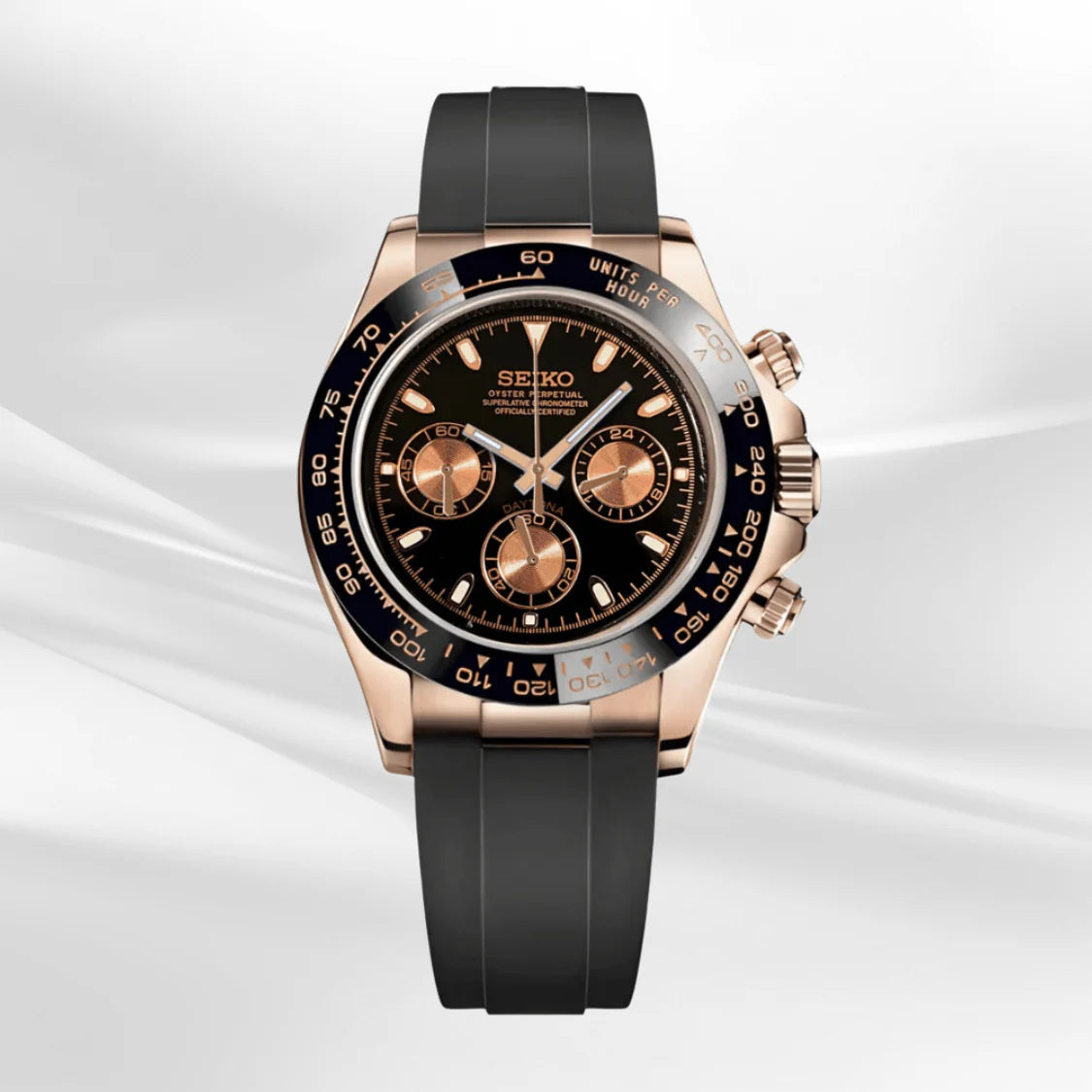 Seiko Daytona Mod Rose Gold - Black