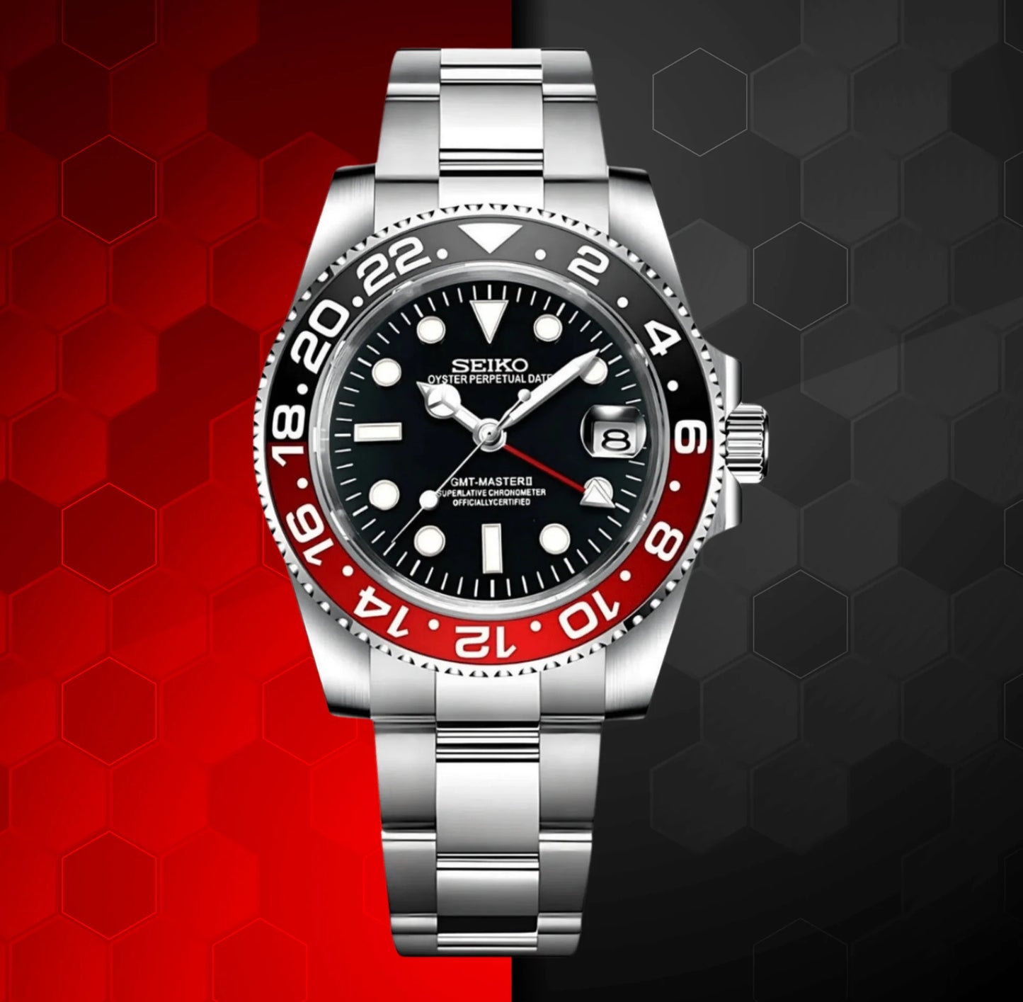 Seiko GMT Mod Red Black