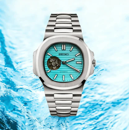 Seiko Nautilus Mod Silver (Open Heart) - Tiffany Blue