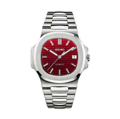 Seiko Nautilus Mod Silver - Red Velvet