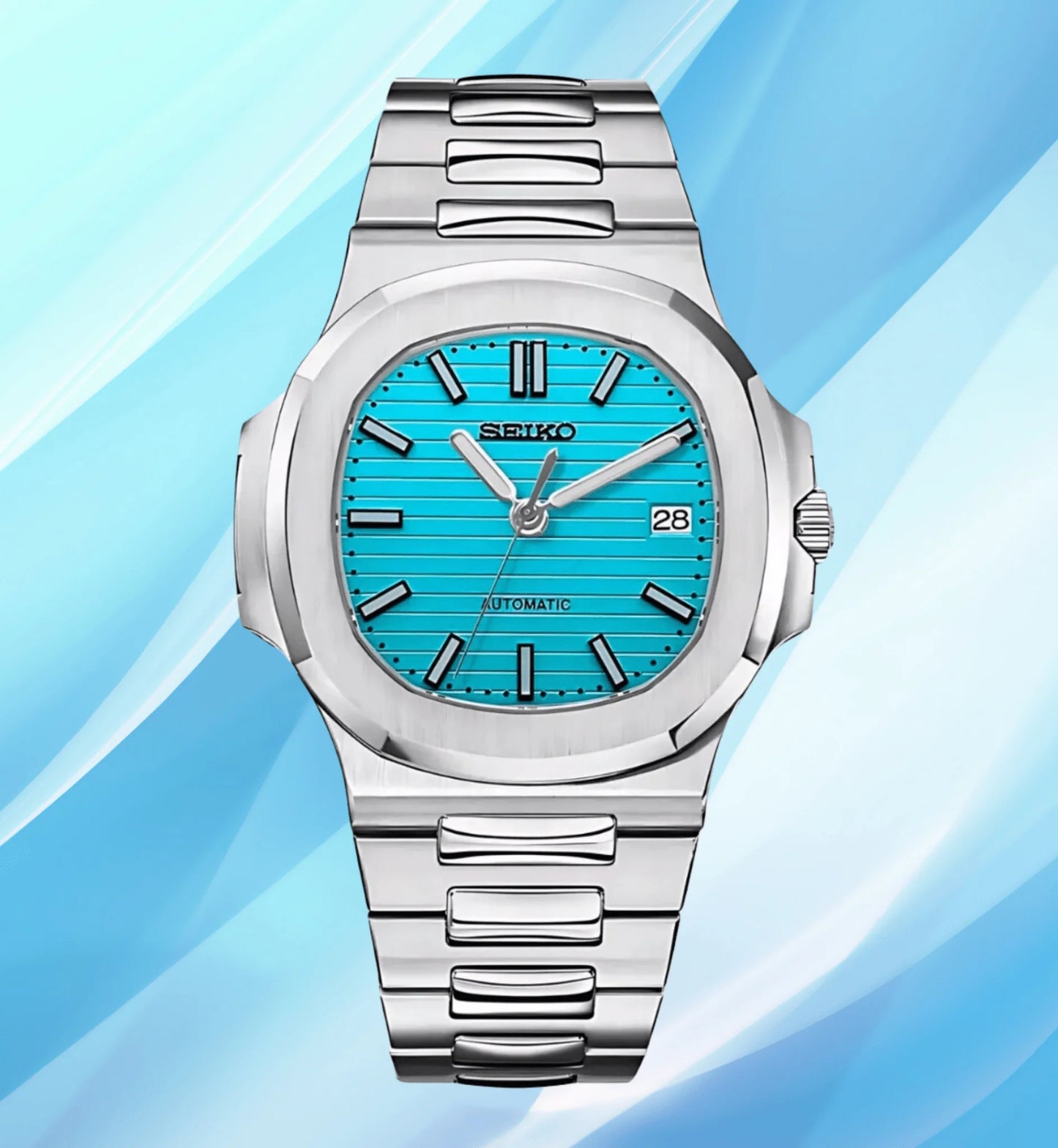 Seiko Nautilus Mod Silver - Tiffany Blue