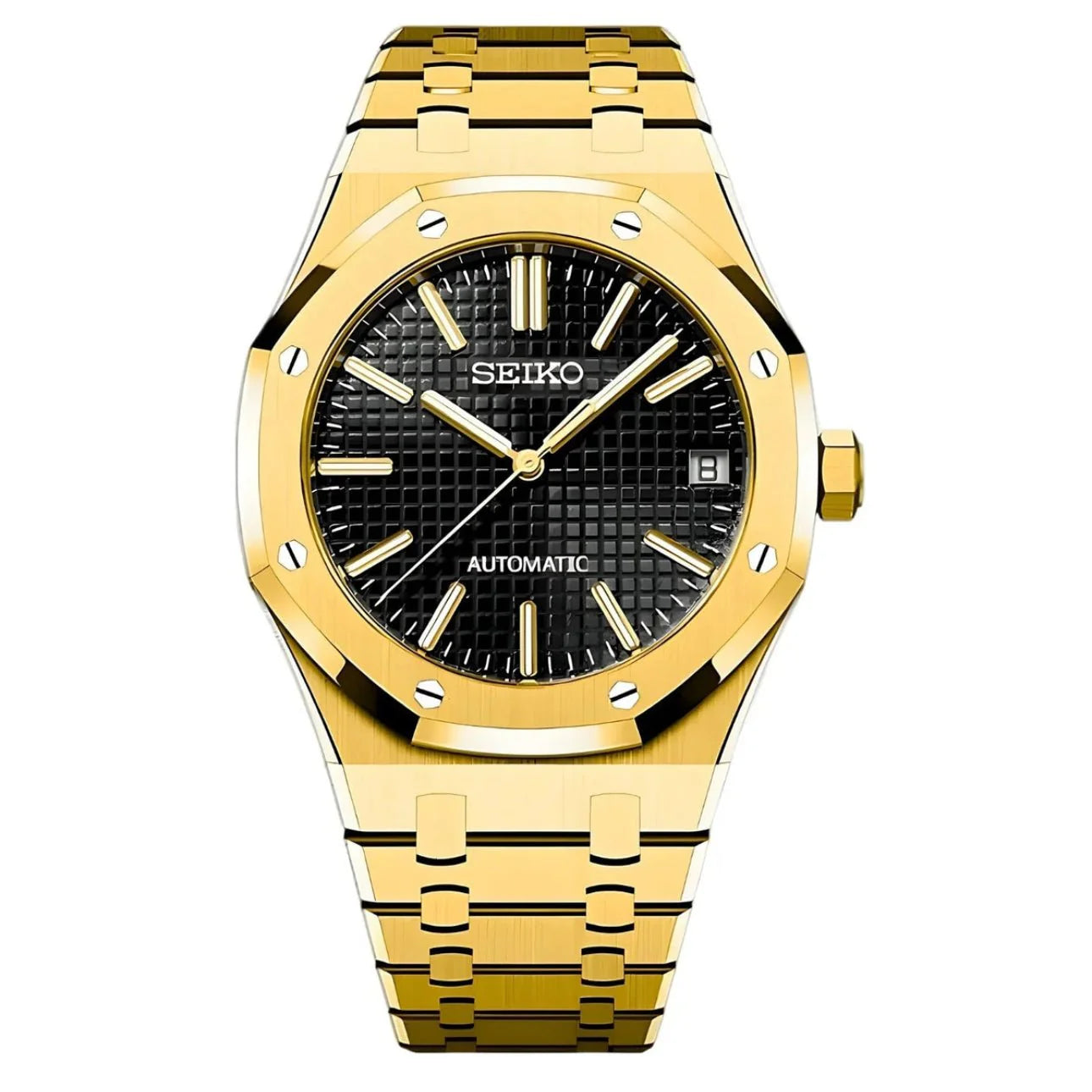 Seiko Royal Oak Mod Yellow Gold - Black