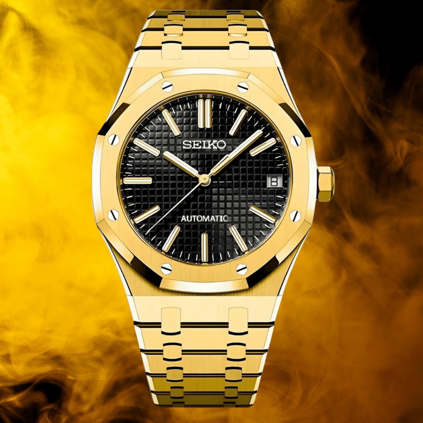 Seiko Royal Oak Mod Yellow Gold - Black