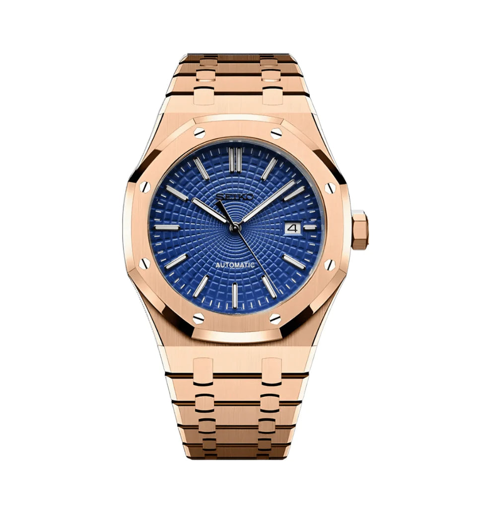 Seiko Royal Oak Mod Rose Gold Blue