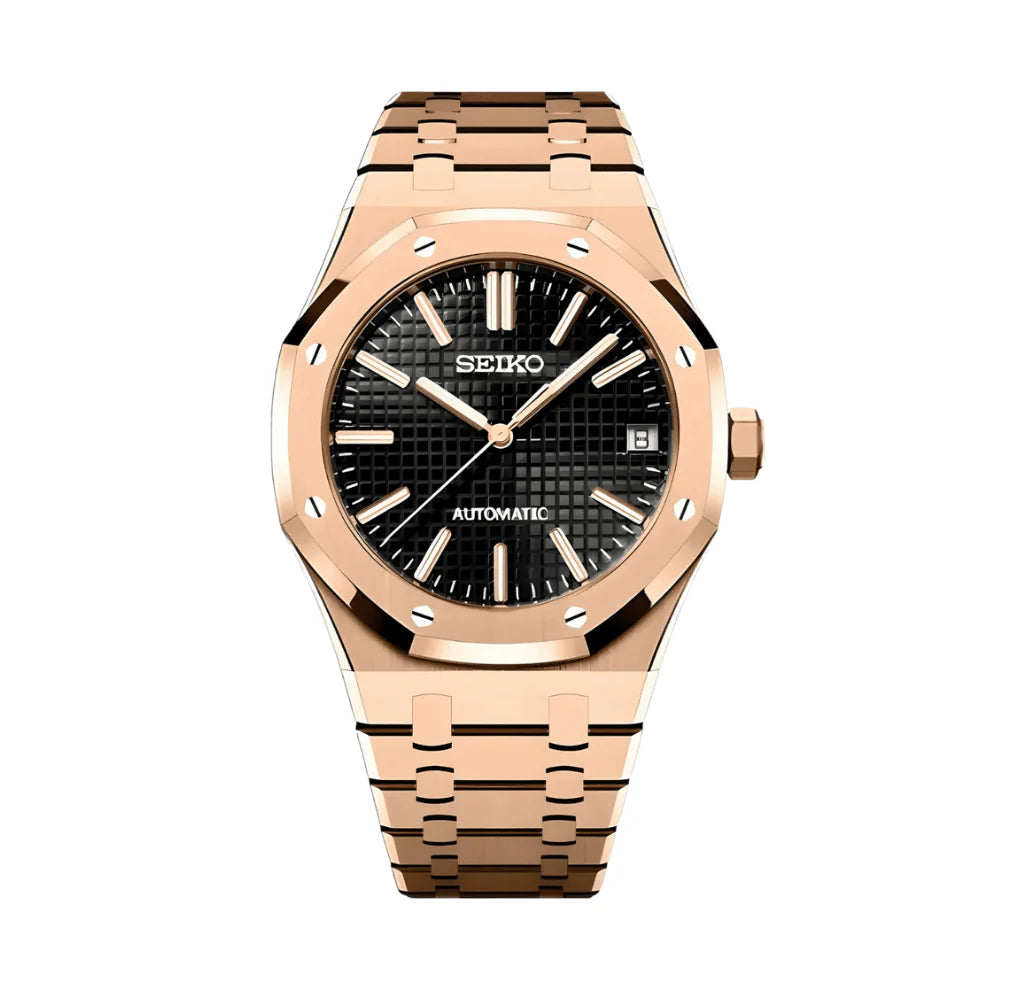 Seiko Royal Oak Mod Rose Gold Black