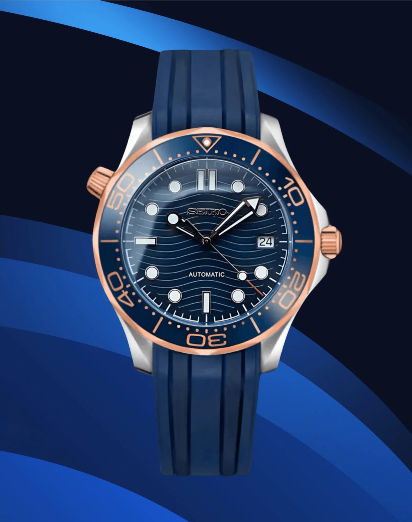 Seiko Seamaster Mod Rose Gold/Blue