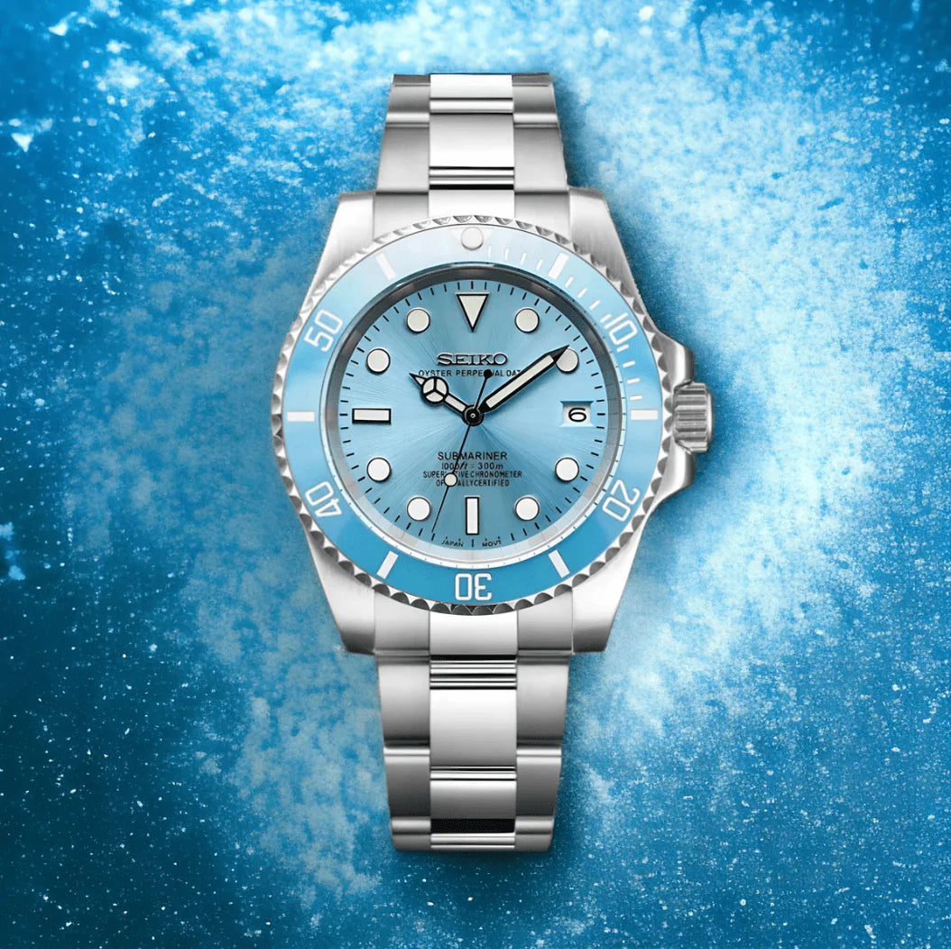 Seiko Submariner Mod - Baby Blue