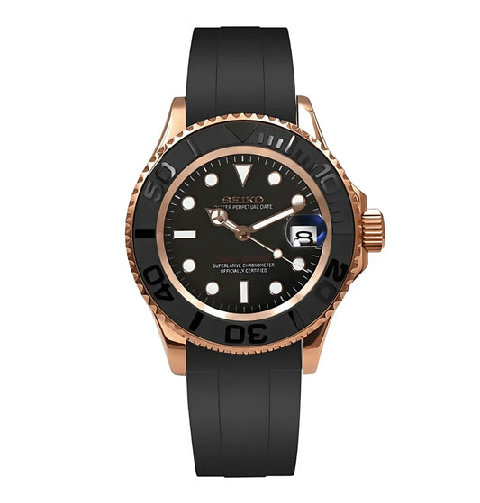 Yachtmaster Rose Gold Black Rubber